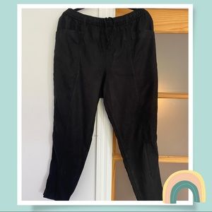 Black linen crop pants